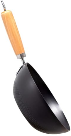 UKCOCO Poêle Antiadhésive pour Cuisson Wok Traditionnel Fonte Poêle à Frire pour Maison Petite pour Pâtisserie Ustensiles de Cuisine Efficaces