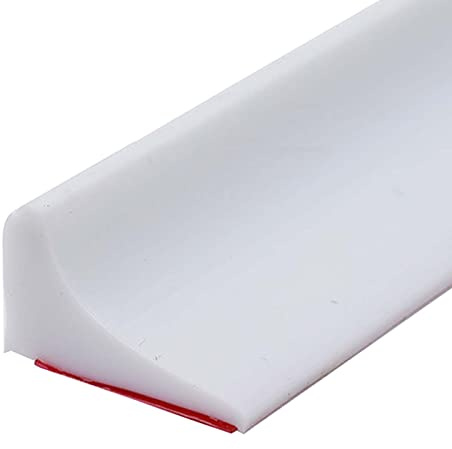 Luxvara 200CM Garde d'eau de douche pliable, Barrière de Douche Seuil Douche Barrage d'eau Autocollante, Joint Porte Douche, Anti Débordement Seuil de Douche Barrage D'eau en Caoutchouc (Blanc)