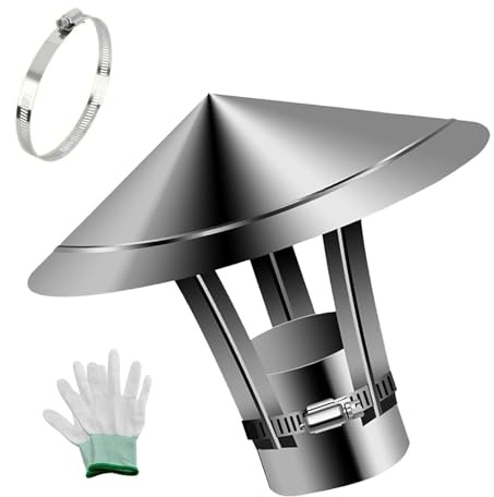 Stainless Steel Chimney Rain Cap with Adjustable Straps, Outdoor Stove Pipe Topper, Fireplace Flue Guard & Roof Vent Weatherproof Cover(60mm/2.4)