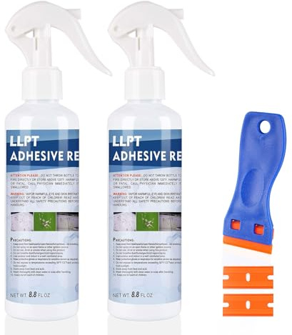 LLPT Adhesive Remover Industrial Grade 8.8 fl oz with Plastic Scrapper Surface Safe Removes Labels Stickers Decals Adhesive Tape Residue Tar Grease Chewing Gum (49503A-2)