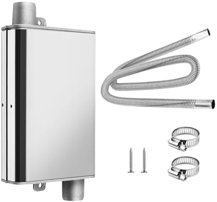 Upgraded Muffler with 200cm Exhaust Hose for Generator, Car Stainless Steel Air Diesel Heater Exhaust Pipe with 2 Clamps Auto Parking Auxiliary Heater Accessories for Diesel Gas Vent Hose Heating