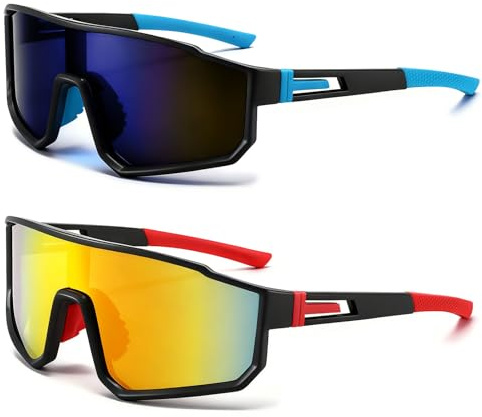 NXPZ 2 Lunettes De Soleil De Cyclisme, Lunette Velo Route Homme Femme, Lunette de Soleil Sport Polarisée, Protection UV400, pour Cyclisme, Moto, Course, Ski, Randonnee, Peche