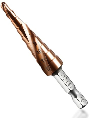 BLNC Brocas metálicas para acero duro, broca cónica espiral en cobalto con vástago hexagonal para acero inoxidable, hierro fundido, cobre, aluminio y PVC