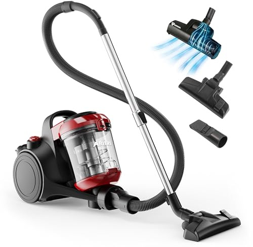 Akitas C10T 900W Beutelloser Staubsauger ohne Beutel Cat and Dog Tierhaare,Staubsaugerzylinder mit Deutschem Wessel Werk,28cm Breite Große Turbokopf-Spinnbürste