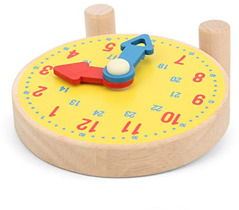 BONKZEBU Wooden Numbers Clock Educational Toy for Kids, Learn Time Shapes Colors, Parent-Child Interaction, Wood Clock Toy for Children 3+ Years