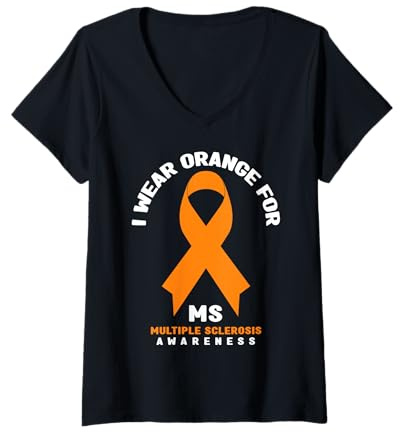 Mujer Me Pongo Naranja para la Conciencia de la Esclerosis múltiple Camiseta Cuello V