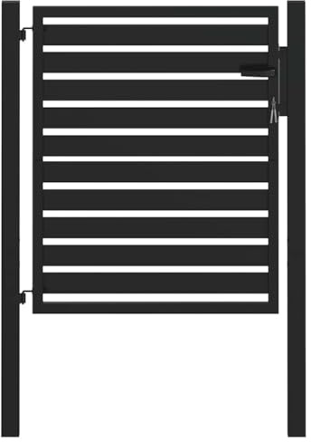 Garden Gate Lockable Black Aluminium Garden Door 100 x 141 cm with Lock and Handle for Garden Fence for Outdoors, Wire Mesh Fence and Mat Fence, Weatherproof and Robust