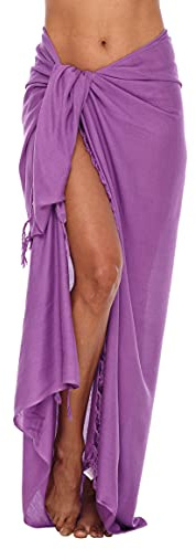 SHU-SHI Sarong Damen Pareo Strandtuch zum Binden, Wickeltuch & Strandkleid Cover Up für Bikini & Badeanzug mit Kokos-Clip, leicht & luftig