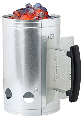 Parkland® Charcoal Chimney Grill Barbecue BBQ Charcoal Briquettes Charcoal Quick Starter Galvanised Steel Camping Barbecue Lighting Kit with Heat Shield Safety Handle and Thermoplastic Handle (17)