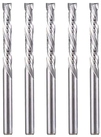 EU_HOZLY 3.175x22mm UP & DOWN Schneiden Sie zwei Flöten Spiral Hartmetallwerk Werkzeugschneider für CNC Router Kompression Holz Bits Packung mit 5