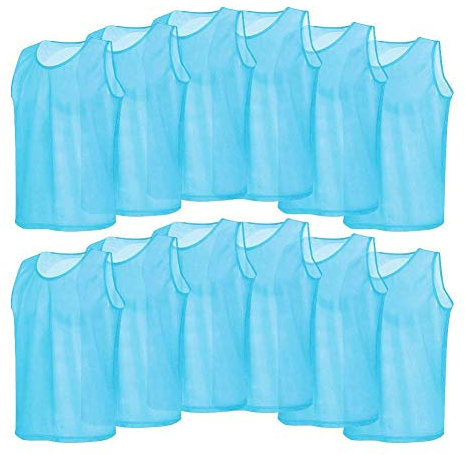 12 Stück Mesh-Trimmage Trainingsweste Fußball Weste Atmungsaktiv Erwachsene Trikots Lätzchen für Volleyball Fußball Basketball, Herren, blau, Einheitsgröße