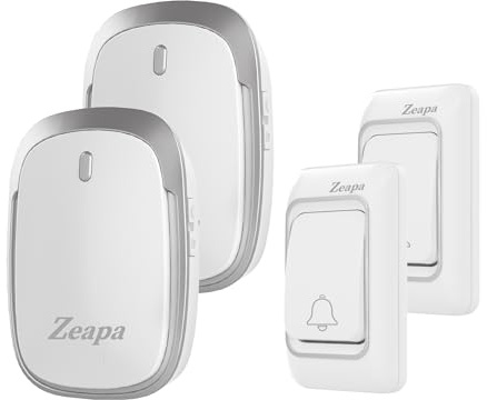 Wireless Doorbells, Plug-in, Battery Powered, Easy to Install, 1300 Ft Range, 60 Chime, LED Flash, Waterproof, Differentiate Various Doors, Silver, 2 Transmitter & 2 Receiver for Home, Office