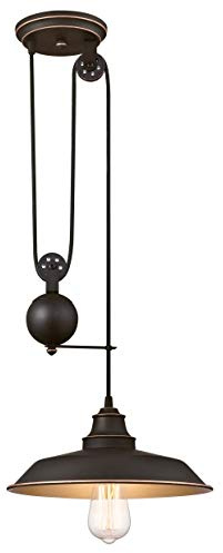 63632 Luminaire Suspendu d'Intérieur à Une Lampe, Finition Bronze Huilé avec Reflets