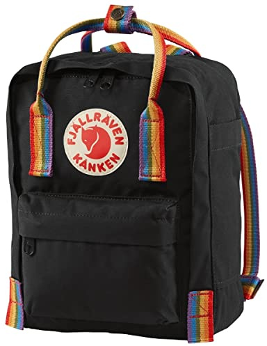 Fjallraven F23621 Kånken Mini Rucksack, Black-Rainbow Pattern, One Size