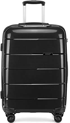 KONO Koffer Groß Leicht Hartschalenkoffer Trolley Reisekoffer mit 4 Rollen TSA Schloss und YKK Reißverlüsse, Polypropylen Rollkoffer für Business Reise Schule (Schwarz, XL (74cm - 105L))