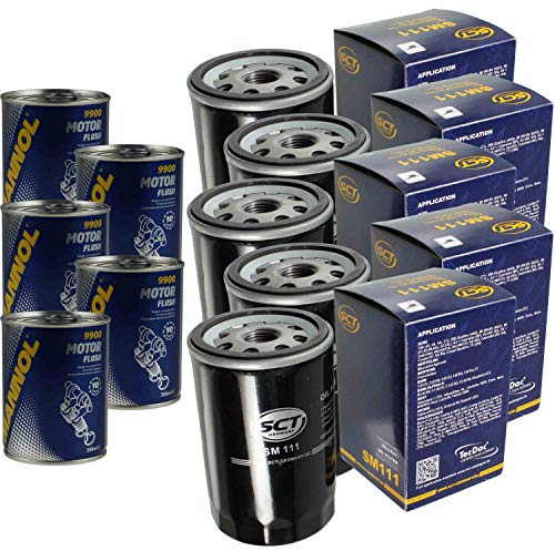 5x Original SCT Ölfilter SM 111 + 5x SCT Motor Flush Motorspülung