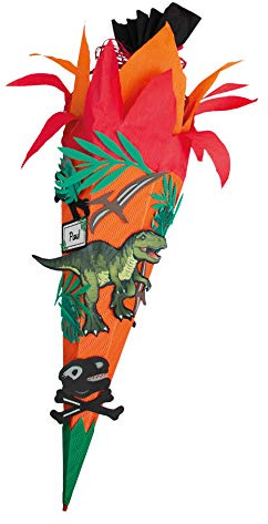ROTH Schultüten-Bastelset Tyrannosaurus 68cm 6-eckig Rot(h)-Spitze Kreppverschluss