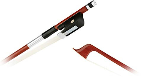 Forté Brazilwood Cello Bow - Round Stick, Half-mounted Ebony Frog and Authentic Horsehair (1/10)