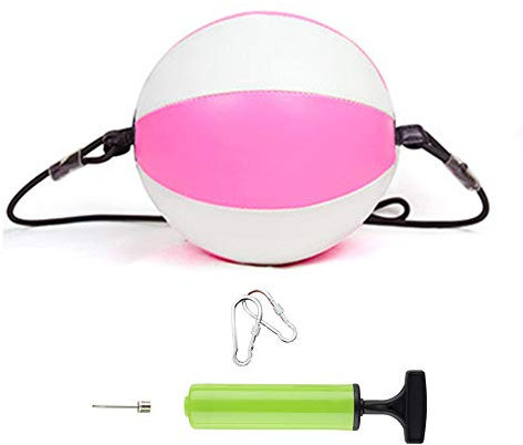 Doppelendball Boxen, Boxing Speed Ball, Leder PU Doppel-Ende Boxing Speedball, MMA Punching-Ball inkl elastischen Spanngurten für Training Gym Übung Agilität mit Pumpe und Haken,Rosa