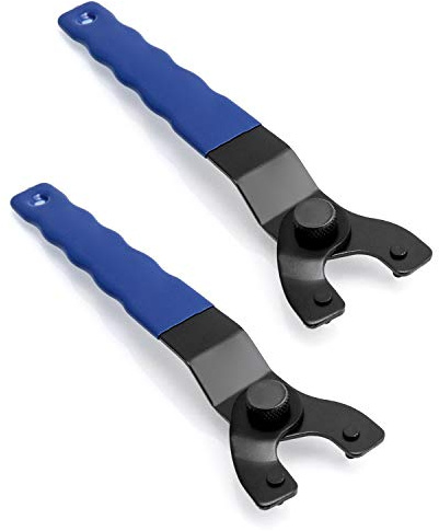QWORK® 2pcs Angle Grinder Spanner Key,10-47mm, Adjustable Lock Ultra Durable Lock-nut Grinder Wrench, for Angle Grinders