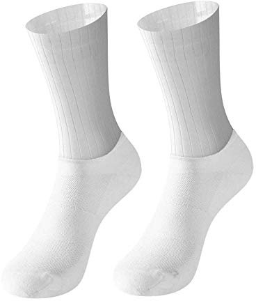 BLOMDE Kompressionsstrümpfe Herren Breathbale Sport Basketball Fahrradsocken-Weiß Und Weiß_39-45