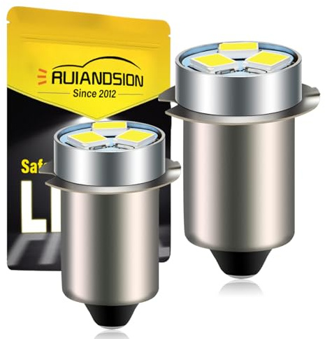 Ruiandsion 2pcs P13.5S LED Bulb 3V White 2835 3SMD Chips LED Bulb Upgrade for Flashlights Torch Lights,Non-Polarity