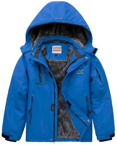 WULFUL Boy's Waterproof Ski Jacket Warm Fleece Hooded Winter Snow Coat
