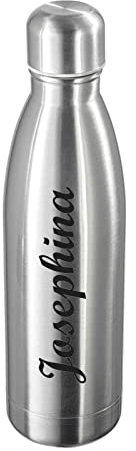 Schmalz® Edelstahl Trinkflasche NIZZA 500 ml doppelwandige Isolierflasche Sportflasche Thermosflasche BPA-Frei Vakuum auslaufsicher (silber, mit Gravur)