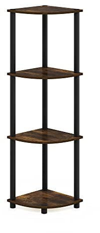 Furinno Turn-N-Tube 4-stufiges Eckregal-Mehrzweckregal, Bernsteinkiefer/Schwarz