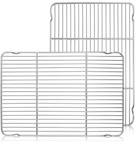 Herogo Cooling Rack Set of 2, Stainless Steel Large Baking Oven Rack, 16.5 x 11.5 Fit Half Sheet Pan, for Cooling Grilling Roasting Bacon Cake Cookies, Rust Resistance