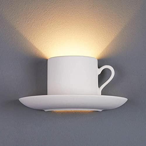 Kovalmax® Applique in gesso lampada a parete forma di tazza portalampadina g9 verniciabile