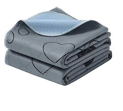 Feandrea Welpen-Unterlagen waschbar, Wiederverwendbare Matten für Hunde, 91 x 86 cm, 2er Set, M, Hundetoilette, auslaufsicher, rutschfest, super saugfähig, grau PTD034G01