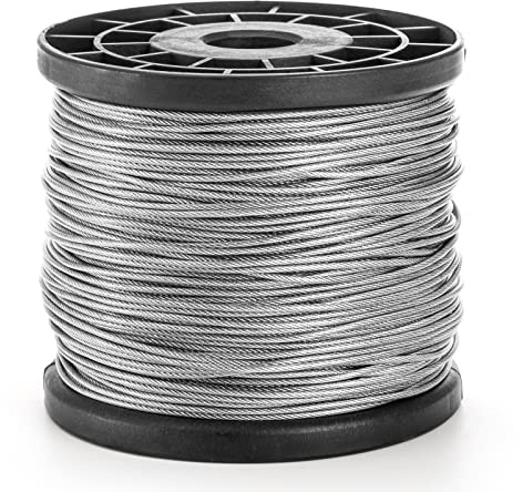 Yarlung 1.5mm x 152.4m Wire Rope Cable, 1/16Inch x 500Feet Stainless Steel Braided Wire Stranded Rope Vinyl Coated Aircraft Cable for Outdoor Clothesline, Trellis, String Lights, 7x7 Strands Core
