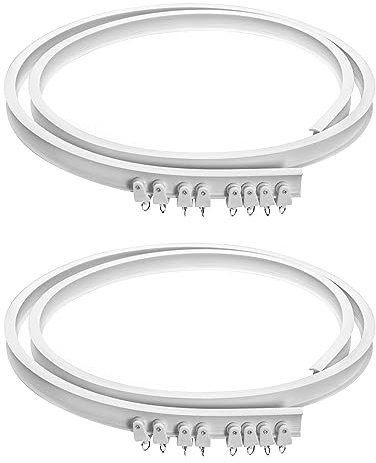 QWORK -2 piezas riel de plástico flexible de 3 m, aleación de plástico para ventanas y balcones, pista curvada suave, riel deslizante accesorios