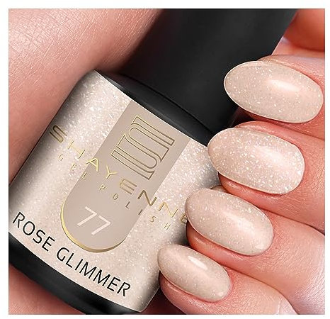 SHAYENNE UV Gel Nagellack - 77 Rose Glimmer Rosa mit Schimmer 15 ml - Langanhaltend, Kratzfest & Hochglänzend - Profi-Qualität - LED kompatibel - Perfekt für Zuhause & Studio - Made in Germany