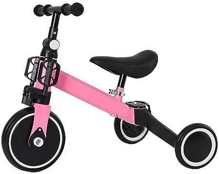 Homewell Trycile Kinderkraft Dreirad, skalierbar, 2-in-1, mit Laufrad und Fahrtenfunktion, Geschenk für Babys, 1-5 Jahre, ohne Bremsen (04, Rosa)