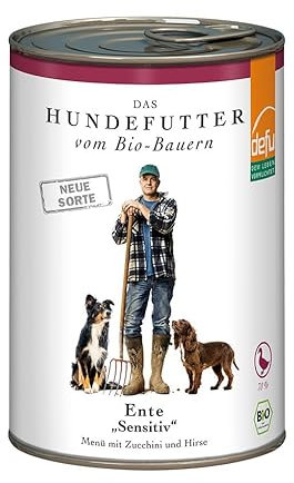 defu Hundefutter | 12 x 410 g | Bio Ente Sensitiv | Premium Bio Nassfutter Menü | Alleinfuttermittel für Hunde