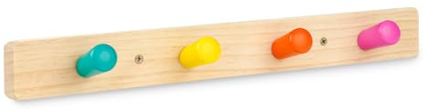 Monläurd® 100% Birch Solid Wood Wall-Mounted Coat Rack for Kids – Child-Safe Hook Hanger for Jackets, Hats, Backpacks, Towels & Keys – Ideal for Entryway, Bedroom, Playroom, or Bathroom