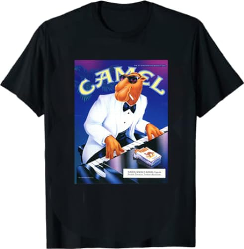 XDCERE New Piano Joe Camel T-Shirt - Magazine Advertisement Retro Size S-5XL Great Gift BlackLarge