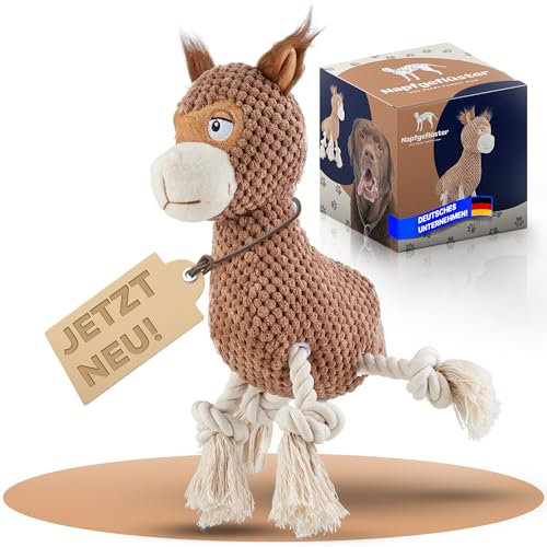 Napfgeflüster® - Alpaka Bruno - Plüschhundespielzeug, süßes quietschendes Hundespielzeug mit Crinkle-Papier, Tau Hundekauspielzeug für kleine, mittlere, große Hunde