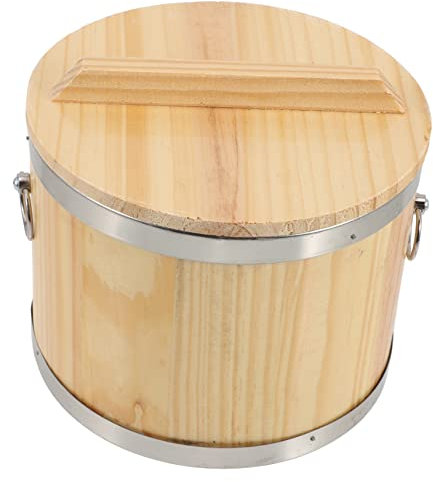 PHENOFICE Holz Reiseimer Mit Deckel Sushi Reisbehälter Aus Naturholz Runder Haushaltseimer Für Gedämpften Reis Servieren Mixen Küchenaccessoire Für Zuhause Restaurant Party