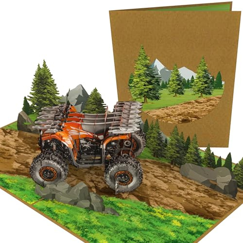 PopLife ATV Quad Bike 3D Pop Up Karte - Geburtstag, Vatertag, Abschluss, Jubiläum, Ruhestand, Glückwunsch - Grußkarte für Männer, Vater, Ehemann, Sohn - Motorsport Abenteuer Off Road Racing
