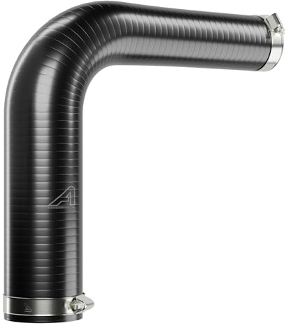 32mm to 28mm (1.3 to 1.1) 90 Degree Silicone Reducer Hose Coupler Tube Set with Hose Clips Black