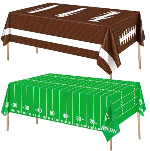 Esjay Football Tablecloth Party Decorations, Football Table Covers Disposable Plastic, Football Themed Birthday Party Supplies Decorations, 2 Pack(54”x72”)