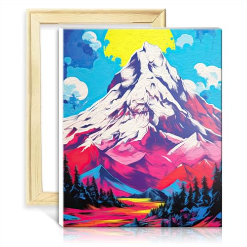 LiHEQING Digitales Malset, Pop Mountains, Ölgemälde auf Leinwand, zum Selbermachen, für Erwachsene, Bild für die Wanddekoration zu Hause, Geschenke, zum Selbermachen, Rahmen (30 x 40 cm)