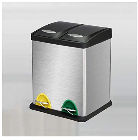CNBYDK Papelera Inteligente Delgada para clasificar Basura Seca y húmeda, Papelera de Gran Capacidad con Tapa de Apertura con Pedal, Papelera de Acero inoxid