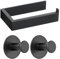 SAYAYO Noir Porte Papier Toilette et 2 Crochet Mural, Support Papier Toilette Patere Murale en Acier Inoxydable, Porte Papier Toilette Adhésif sans Percage pour Salle de Bain