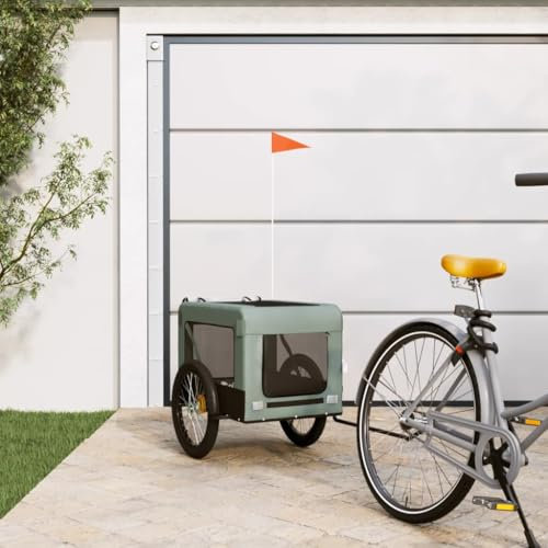 Somanki Fahrradanhänger Hunde Grau und Schwarz Oxford-Gewebe & Eisen, Fahrrad Anhänger, Lastenanhänger, Handwagen, Fahrrad-lastenanhänger, Lastenfahrrad - 93923