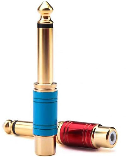 RUNCCI-YUN 2 Pezzi Audio Adapter 6.35mm TS (1/4 di Pollice) Maschio a Femmina RCA, Mono Adattatore per Home Theater, Fotocamere, Cuffie