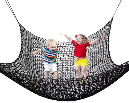 BERADNET Kletternetz Spielplatz Doppelschicht Schutznetz Kinder Spielplatz Sicherheitsnetz Klettergerüst Netz Schaukel Garten Spielplatznetz Baumhaus Netz, Schwarz(3x3 m)